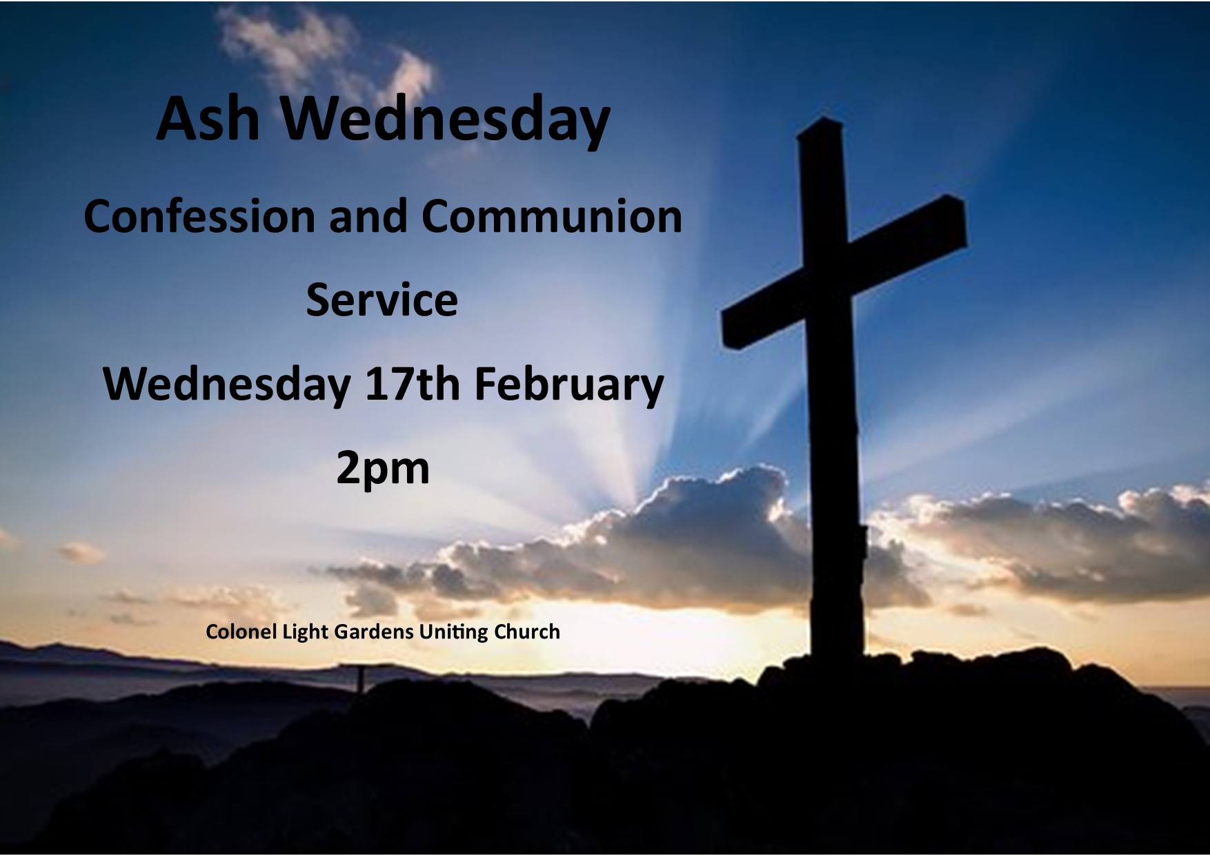 Ash Wednesday Service Colonel Light Gardens Uniting Church